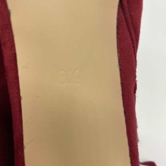 Red Round Toe Lace Up Boot Zip Stiletto Heel Boot - Picture 8 of 9